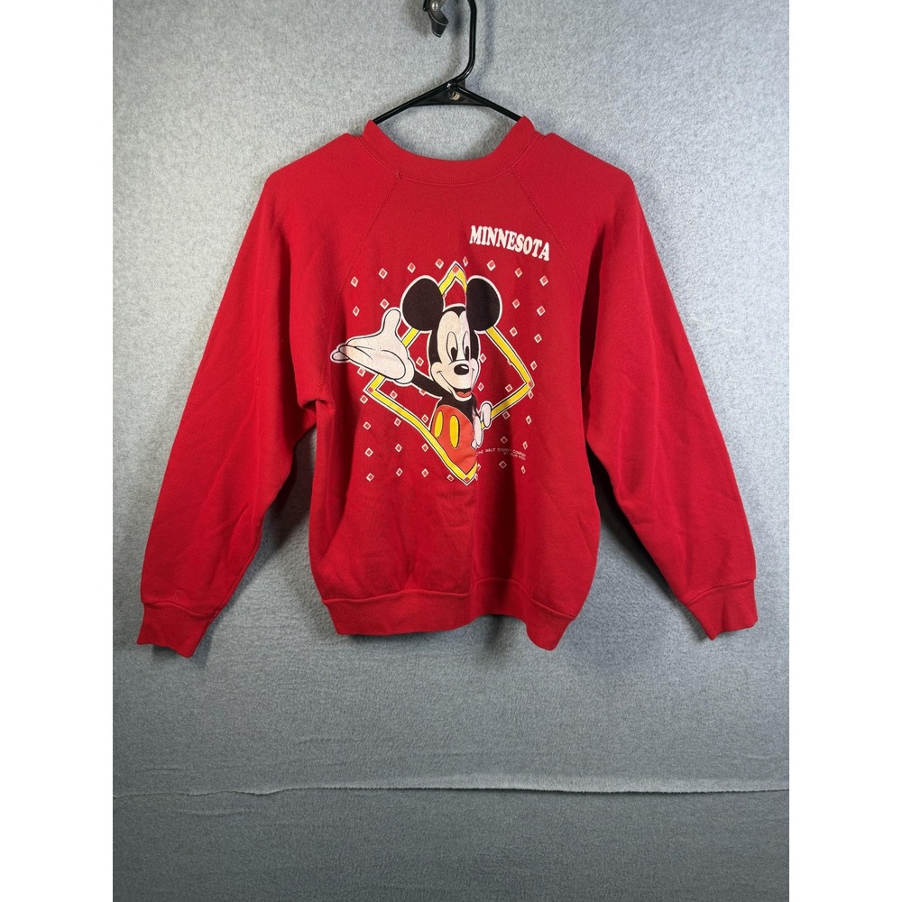 Vintage Velva Sheen Sweatshirt Mens Medium Red Minnesota Mickey Mouse Disney